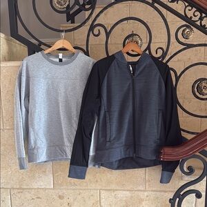 Lululemon Gray Sweatshirt and Black Zip-Up Jacket